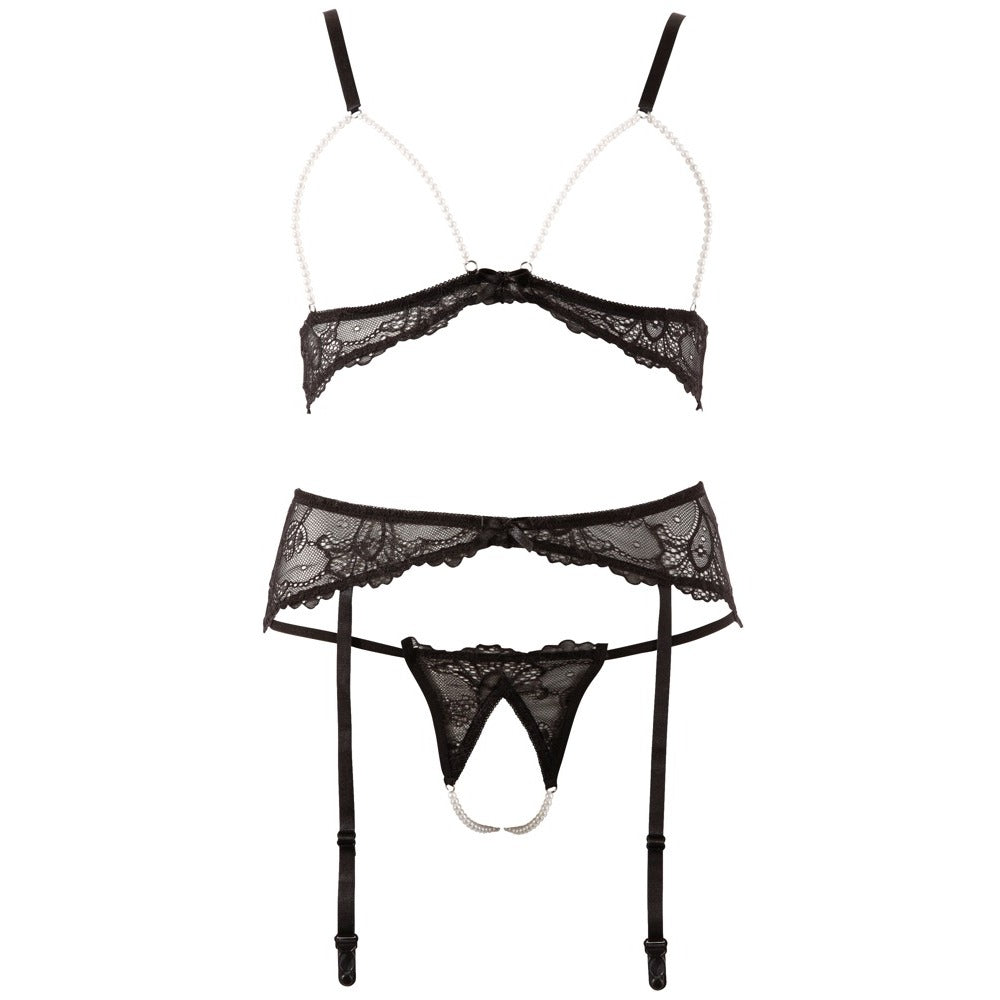 Abierta Fina Pearl Bra Suspender and String