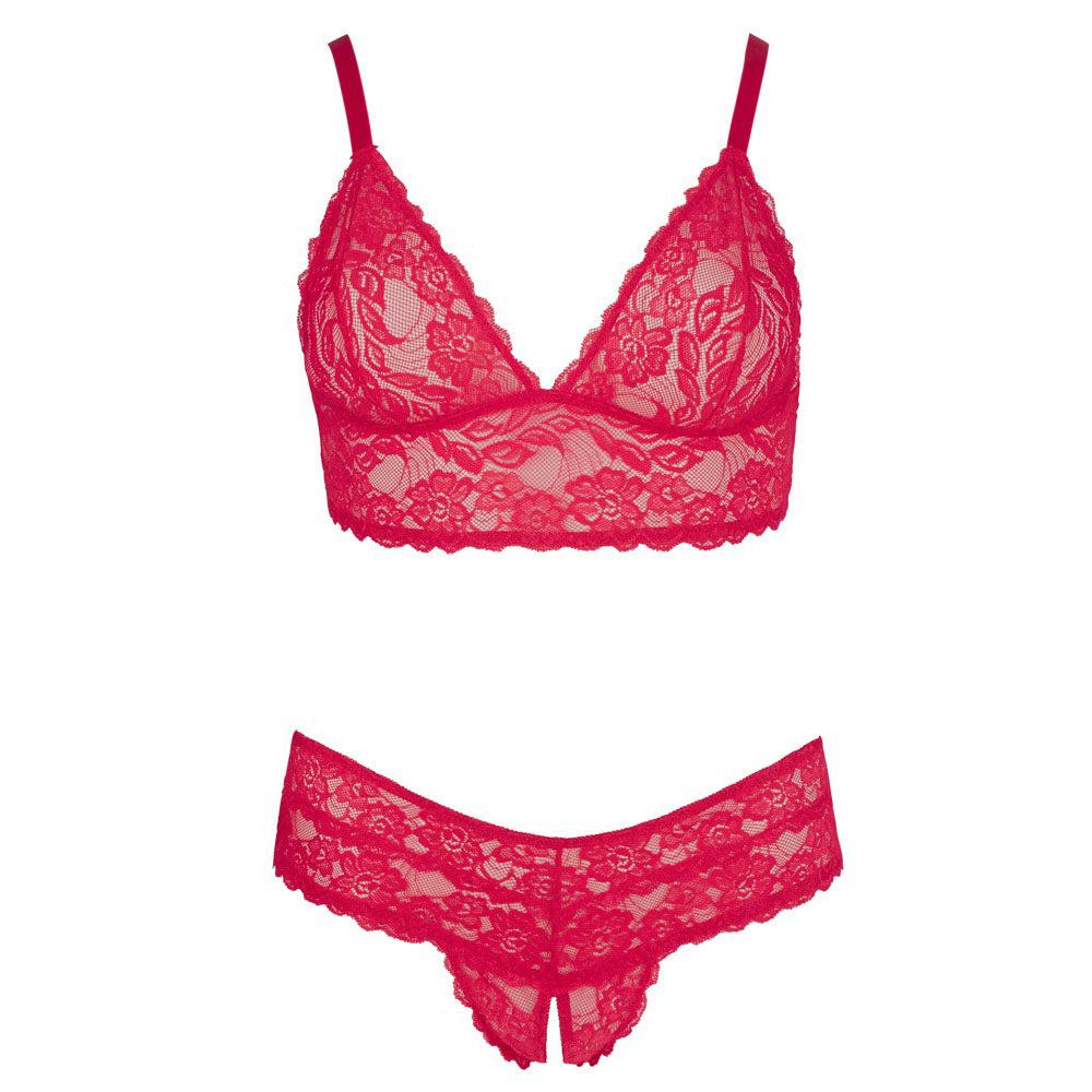 Cottelli Plus Size Red Lace Bra And Briefs