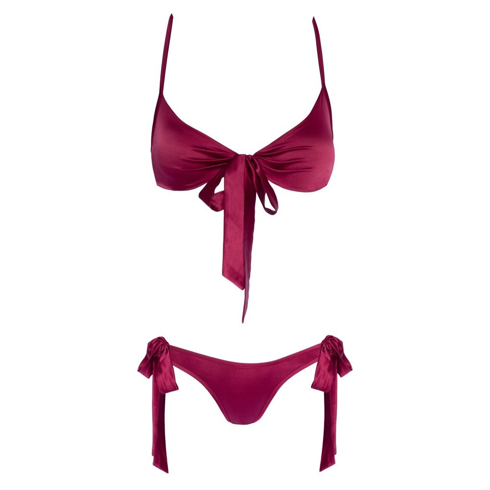 Cottelli Tie Up Bra and Briefs Set Red