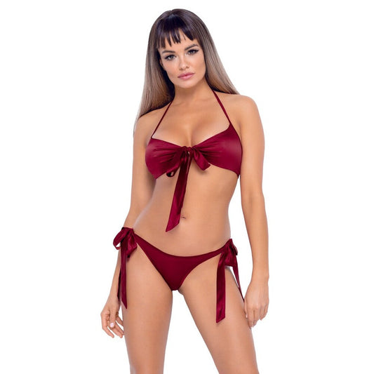 Cottelli Tie Up Bra and Briefs Set Red