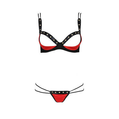 Passion Midori Red and Black Bra Set