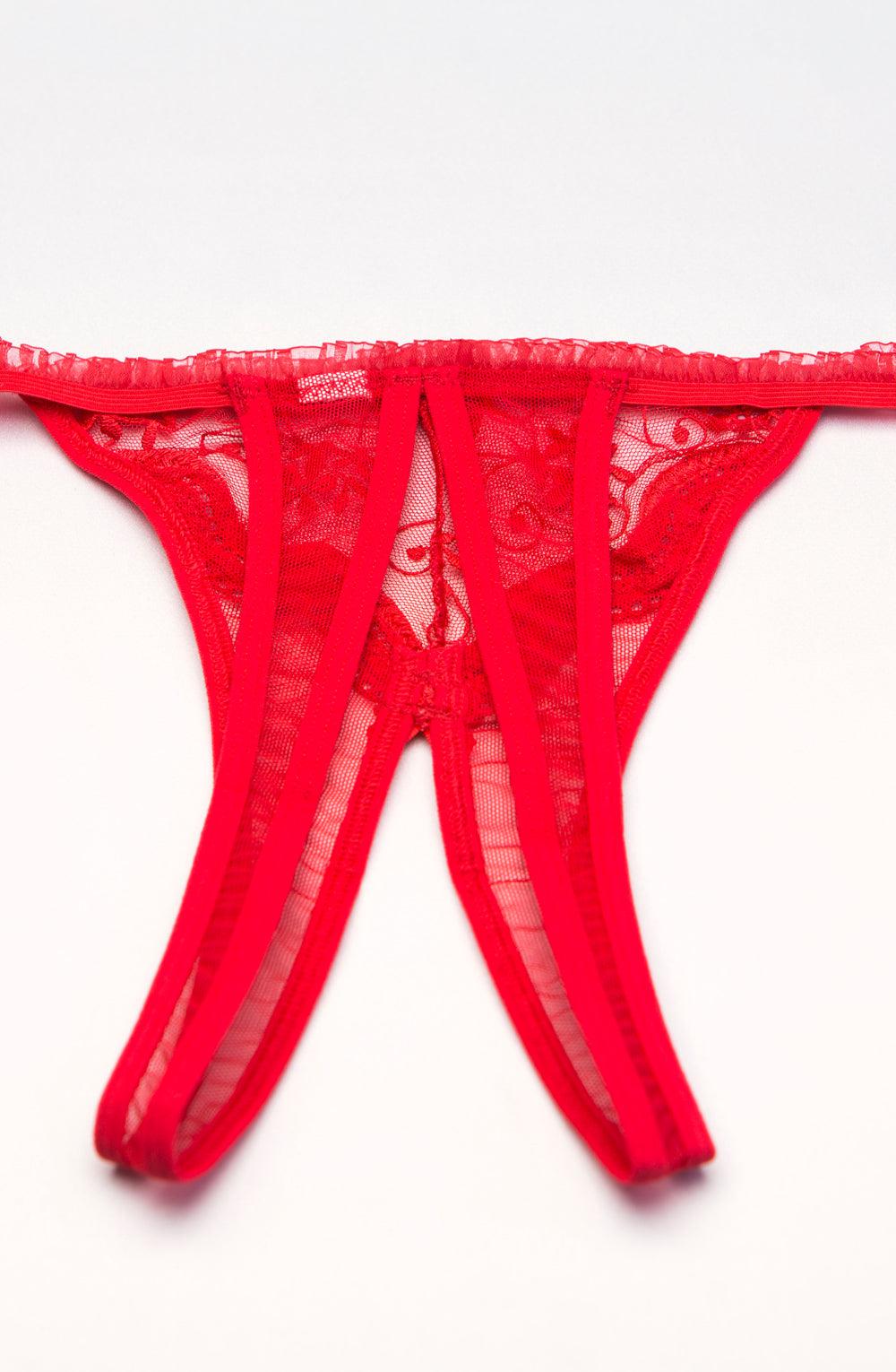 Shirley Of Hollywood 10 Crotchless Thong Red