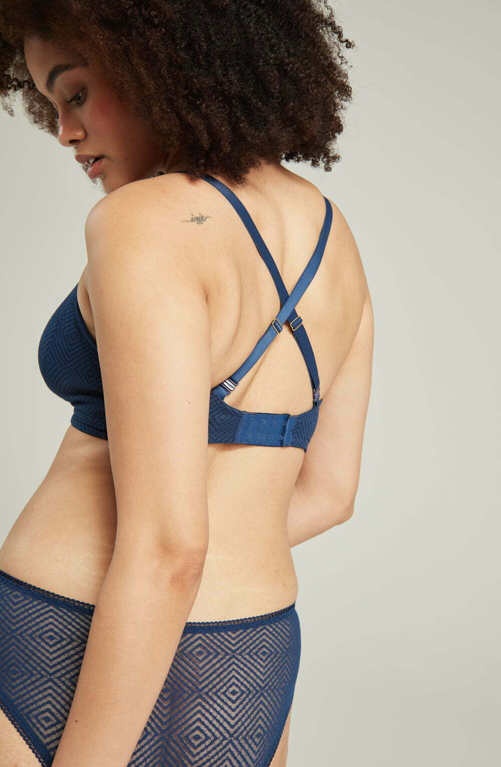 The Sheer Deco Easy Does It Bralette Navy Up To G Cup