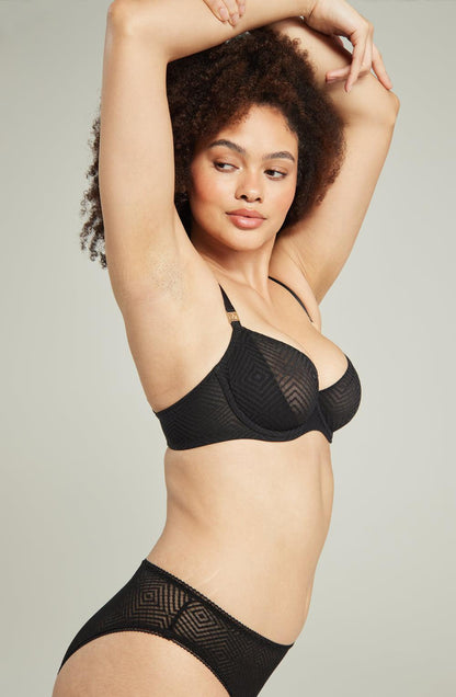 The Sheer Deco Lift Balcony Bra Black Up To GG Cup