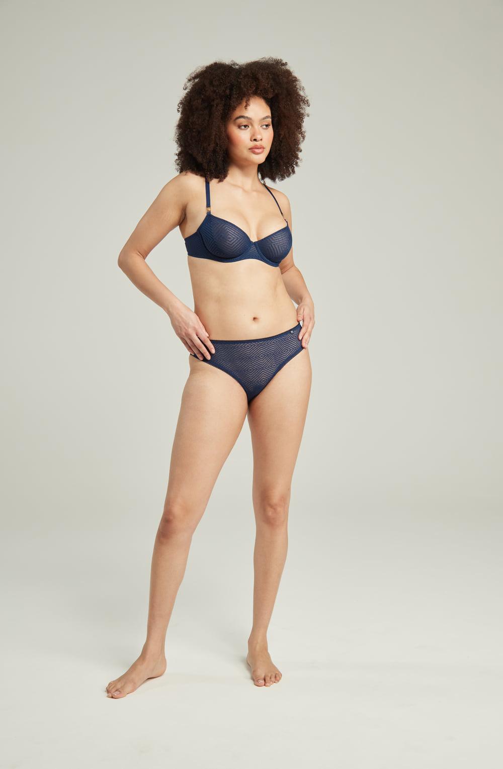 The Sheer Deco Lift Balcony Bra Navy Up To GG Cup