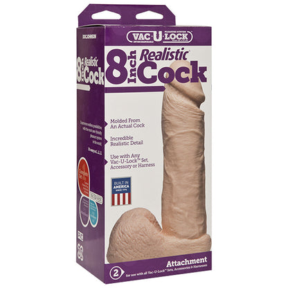 VacULock 8 Inch Realistic Cock Attachment Flesh Pink