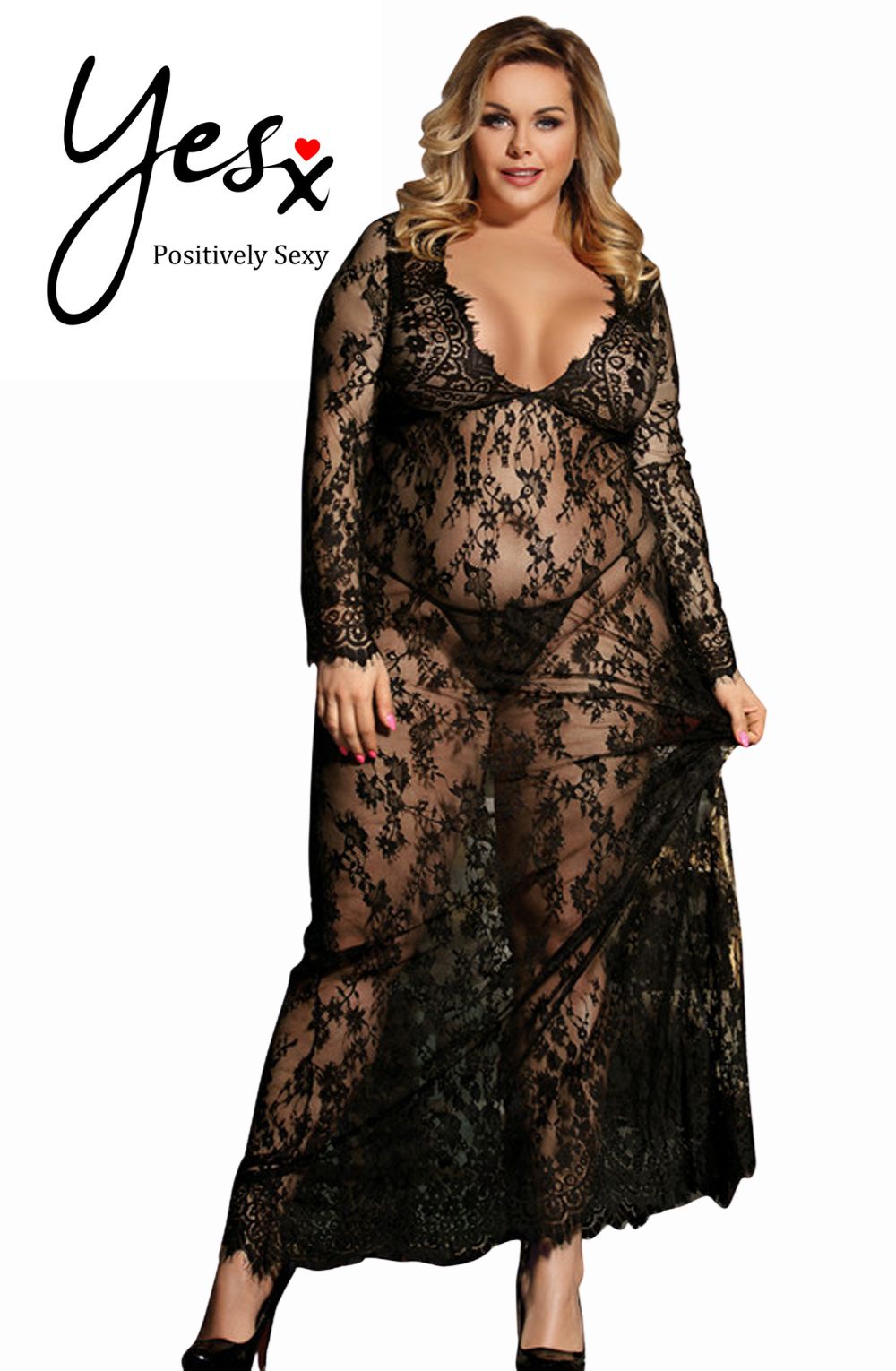 Yesx Yx826Q Long Gown & Thong