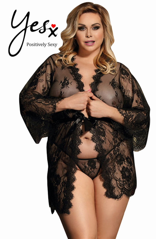 Yesx Yx827Q Robe Set Black - Up To 6XL