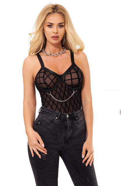 Yesx Yx846 Black Bodysuit