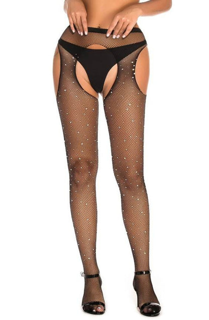 Yesx Yx850 Sparkly Fishnet Black Tights