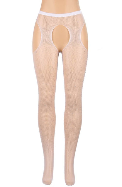 Yesx Yx851 Sparkly Fishnet White Tights