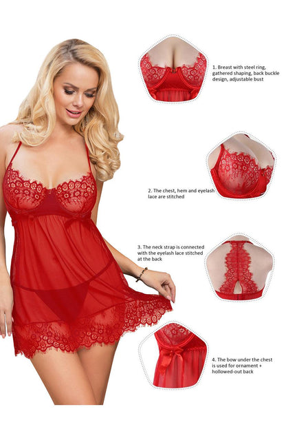 Yesx Yx952 Red Babydoll Set