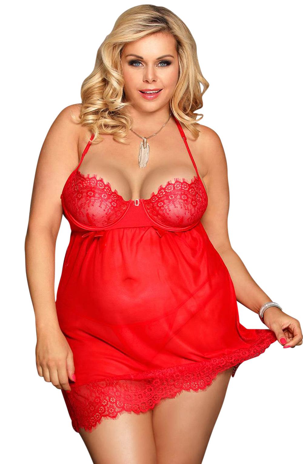 Yesx Yx952Q Red Babydoll Set