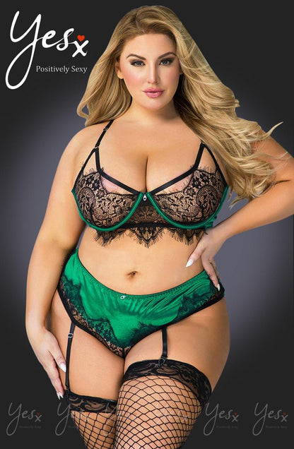 Yesx Yx957Q Black/Emerald Bra Set