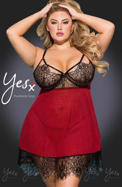 Yesx Yx958Q Black/Red Babydoll Set