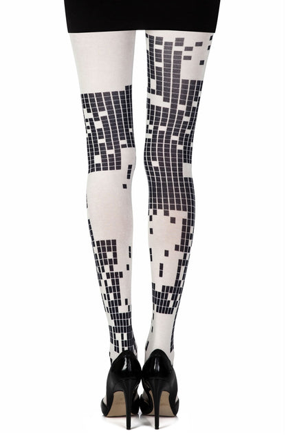 Zohara "Game Boy" Cream Print Tights