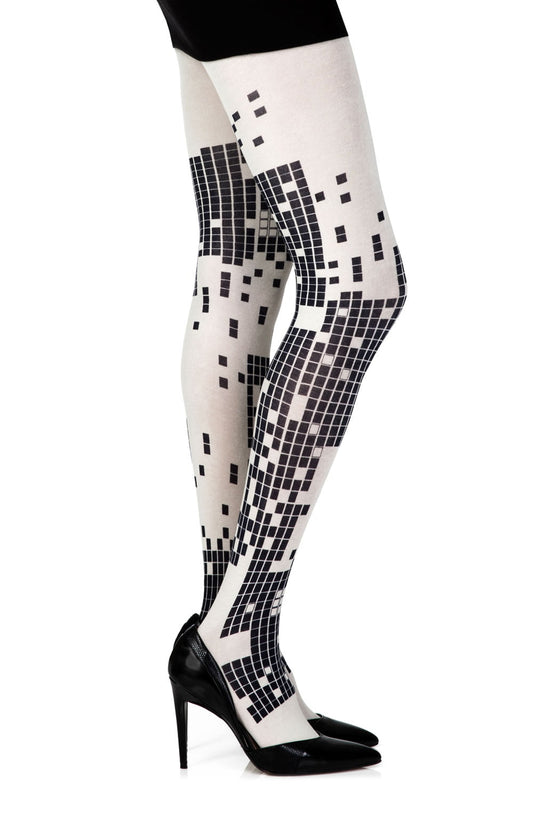 Zohara "Game Boy" Cream Print Tights