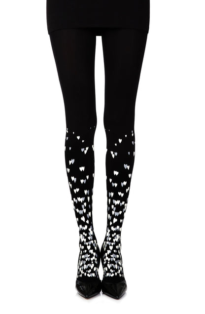 Zohara "Queen Of Hearts" Black Print Tights